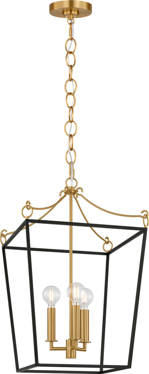 Visual Comfort Studio - KSC1183MBK - Three Light Lantern - Carlyle - Midnight Black | Burnished Brass