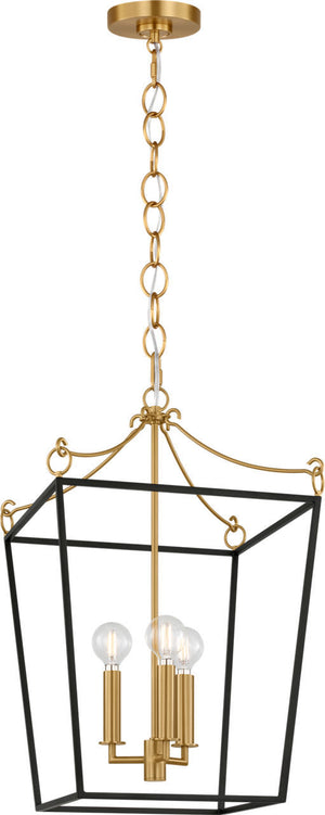 Visual Comfort Studio - KSC1183MBK - Three Light Lantern - Carlyle - Midnight Black | Burnished Brass