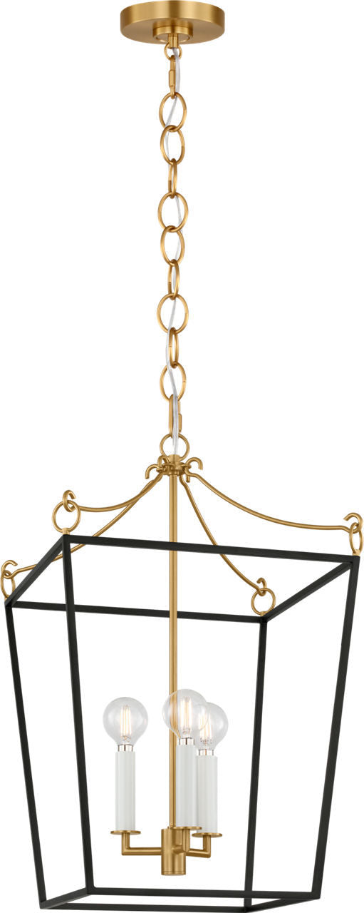 Visual Comfort Studio - KSC1183MBK - Three Light Lantern - Carlyle - Midnight Black | Burnished Brass