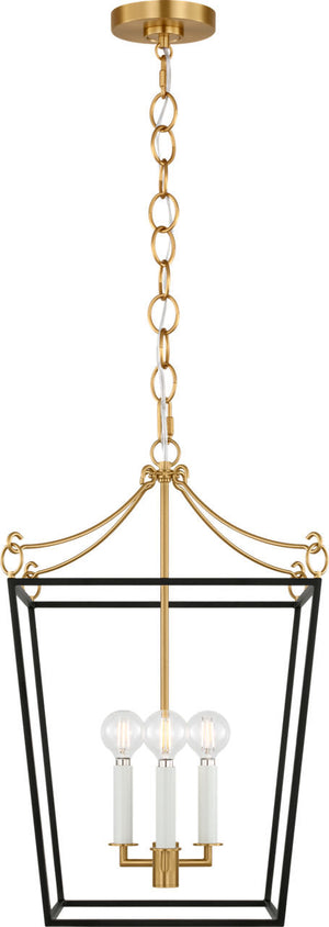 Visual Comfort Studio - KSC1183MBK - Three Light Lantern - Carlyle - Midnight Black | Burnished Brass
