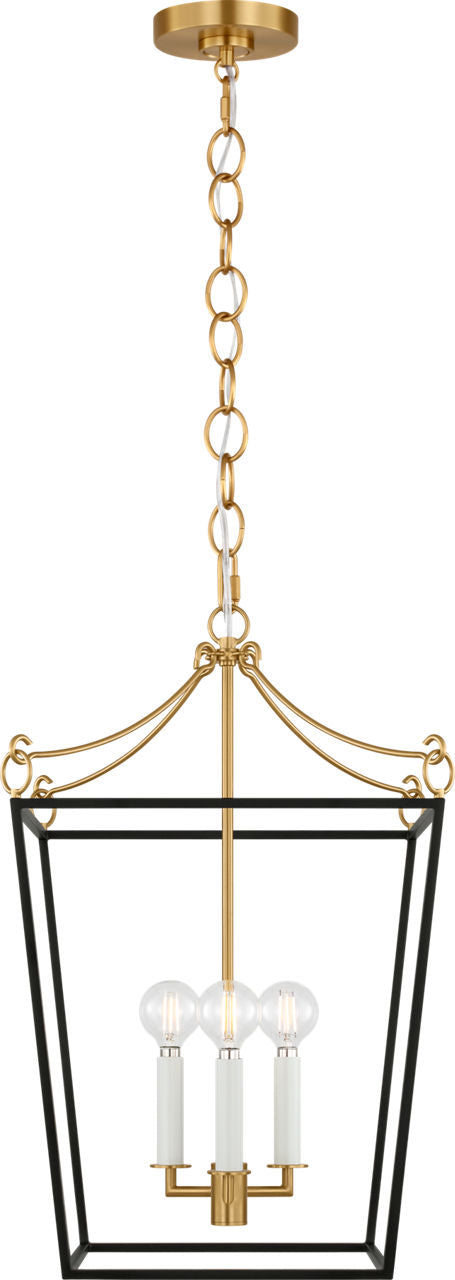 Visual Comfort Studio - KSC1183MBK - Three Light Lantern - Carlyle - Midnight Black | Burnished Brass