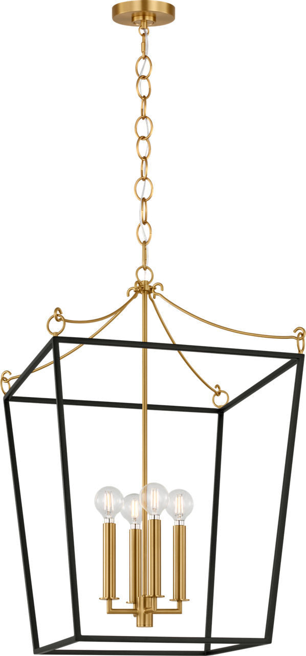 Visual Comfort Studio - KSC1174MBK - Four Light Lantern - Carlyle - Midnight Black | Burnished Brass