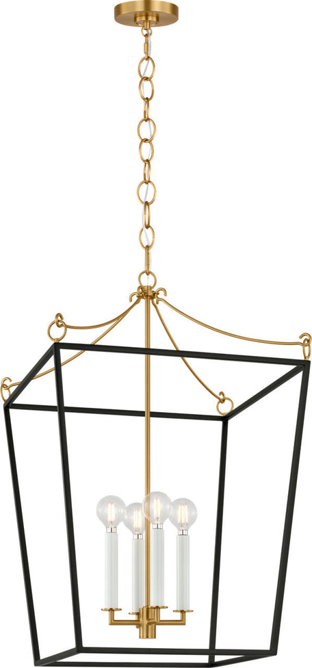 Visual Comfort Studio - KSC1174MBK - Four Light Lantern - Carlyle - Midnight Black | Burnished Brass