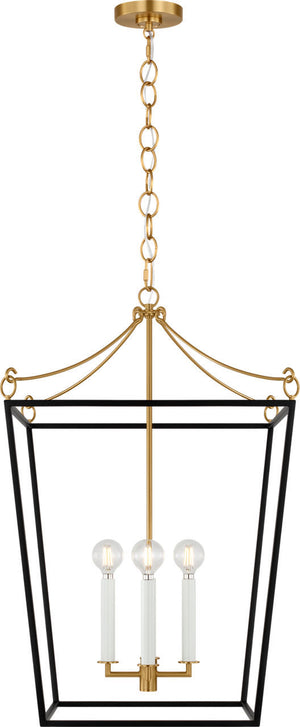 Visual Comfort Studio - KSC1174MBK - Four Light Lantern - Carlyle - Midnight Black | Burnished Brass