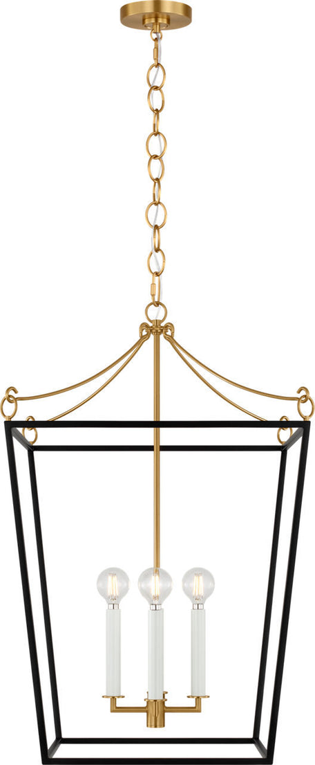 Visual Comfort Studio - KSC1174MBK - Four Light Lantern - Carlyle - Midnight Black | Burnished Brass