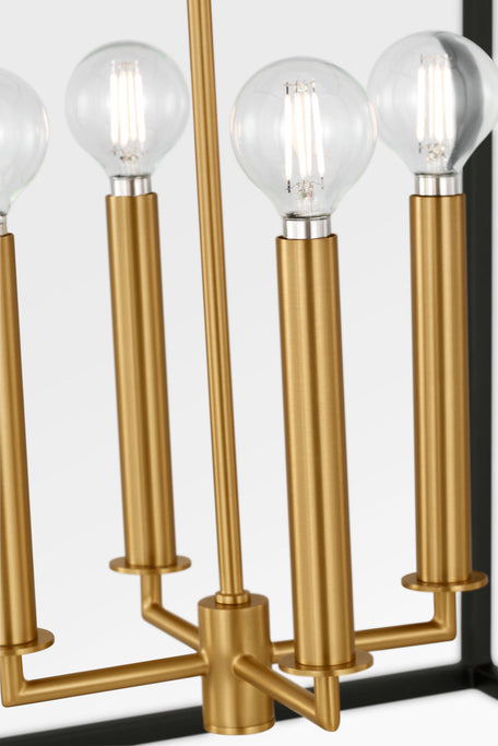 Visual Comfort Studio - KSC1194MBK - Four Light Lantern - Carlyle - Midnight Black | Burnished Brass