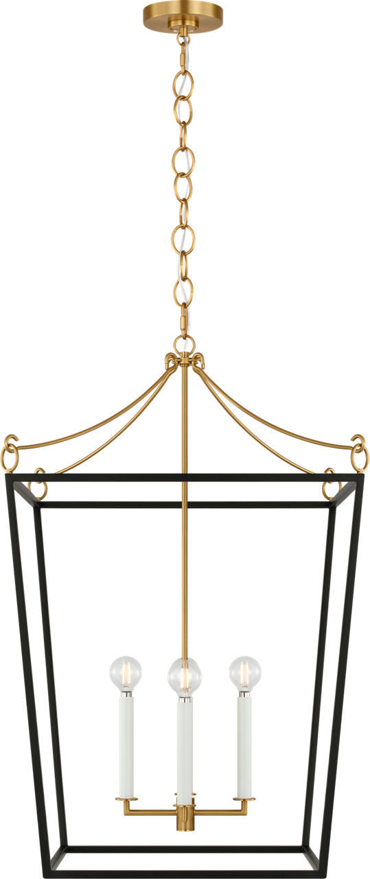 Visual Comfort Studio - KSC1194MBK - Four Light Lantern - Carlyle - Midnight Black | Burnished Brass