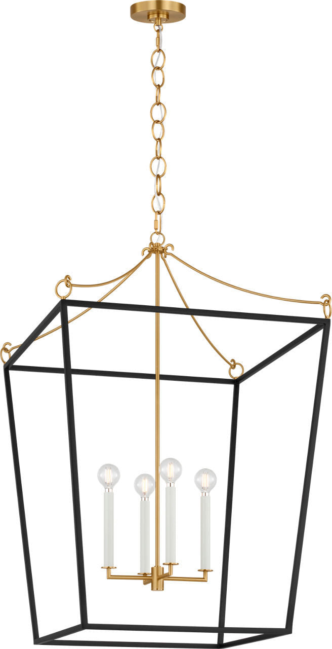 Visual Comfort Studio - KSC1204MBK - Four Light Lantern - Carlyle - Midnight Black | Burnished Brass