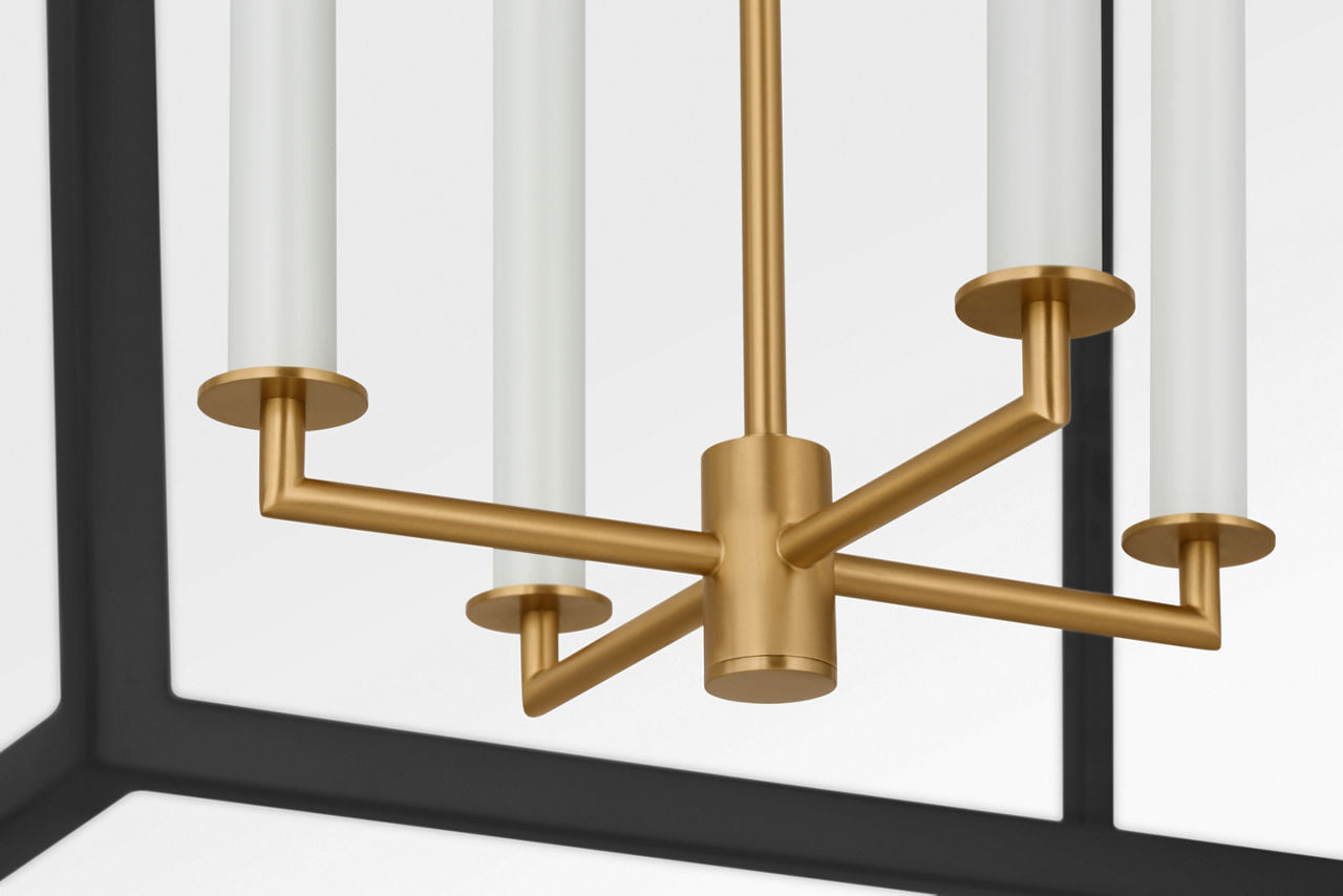 Visual Comfort Studio - KSC1204MBK - Four Light Lantern - Carlyle - Midnight Black | Burnished Brass
