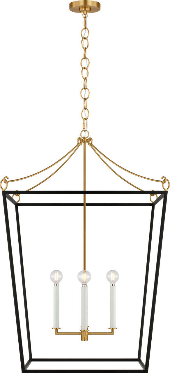 Visual Comfort Studio - KSC1204MBK - Four Light Lantern - Carlyle - Midnight Black | Burnished Brass