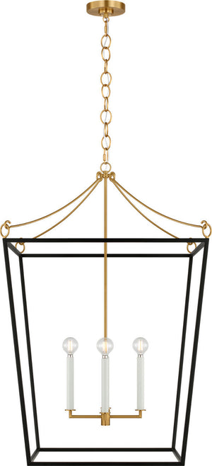 Visual Comfort Studio - KSC1204MBK - Four Light Lantern - Carlyle - Midnight Black | Burnished Brass