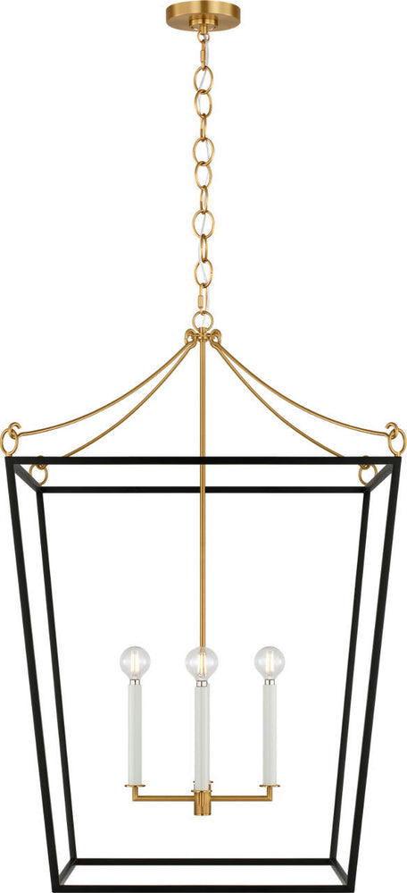 Visual Comfort Studio - KSC1204MBK - Four Light Lantern - Carlyle - Midnight Black | Burnished Brass