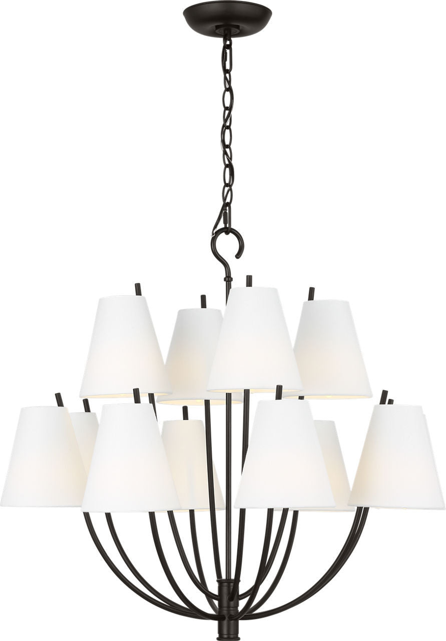 Visual Comfort Studio - CC18312AI - 12 Light Chandelier - Marina - Aged Iron | Aged Iron