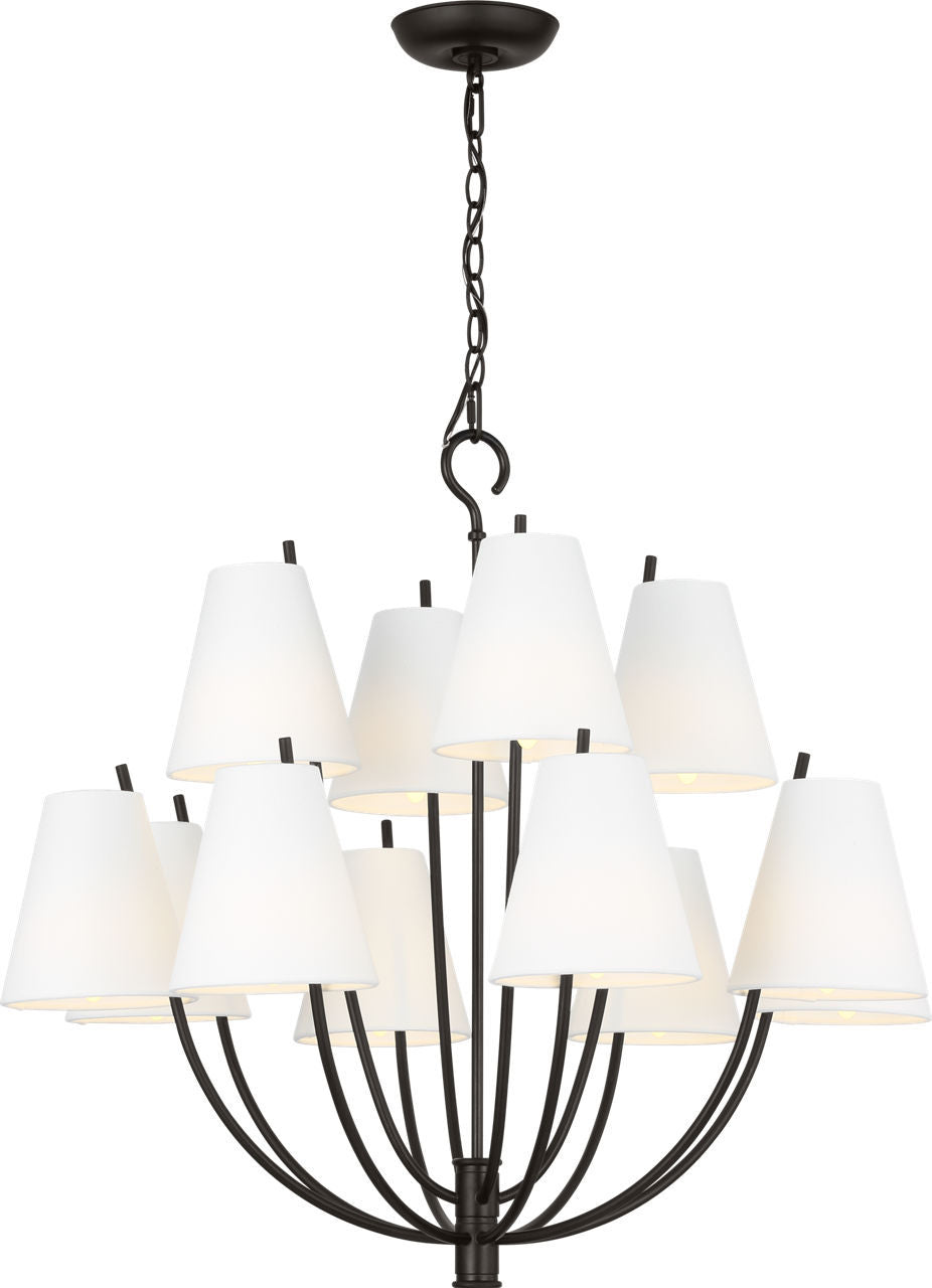 Visual Comfort Studio - CC18312AI - 12 Light Chandelier - Marina - Aged Iron | Aged Iron