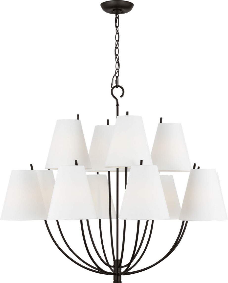 Visual Comfort Studio - CC18412AI - 12 Light Chandelier - Marina - Aged Iron | Aged Iron