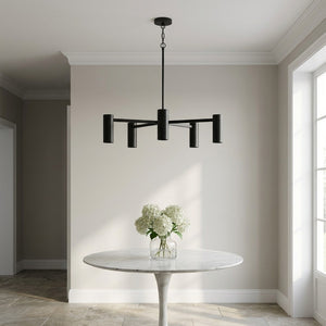 Generation Lighting - GLC2055MBKE - Five Light Chandelier - Zentro - Midnight Black