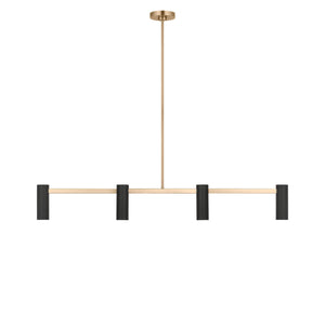 Generation Lighting - GLC2074SB - Four Light Linear Chandelier - Zentro - Satin Brass