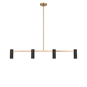 Generation Lighting - GLC2074SBE - Four Light Linear Chandelier - Zentro - Satin Brass