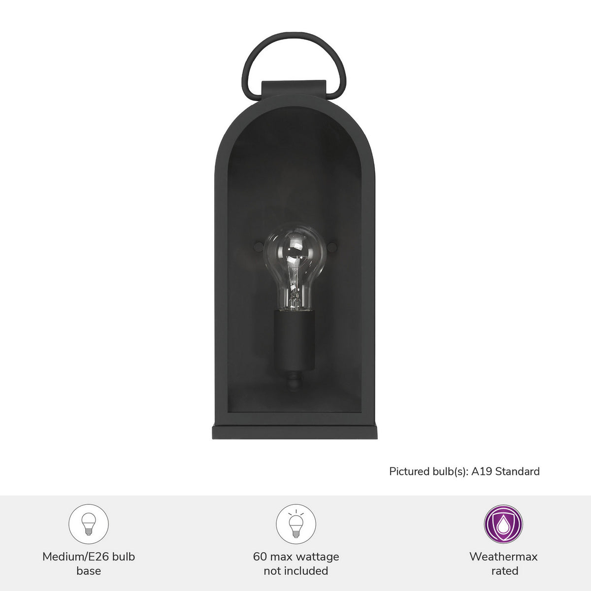 Hunter - 46058 - One Light Outdoor Wall Mount - Kendra Bell - Matte Black
