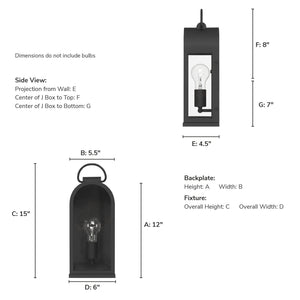 Hunter - 46058 - One Light Outdoor Wall Mount - Kendra Bell - Matte Black