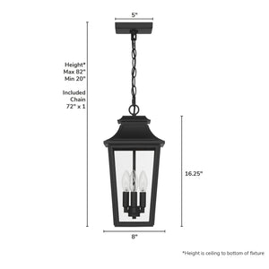 Hunter - 46084 - Three Light Outdoor Pendant - Spring Cove - Matte Black