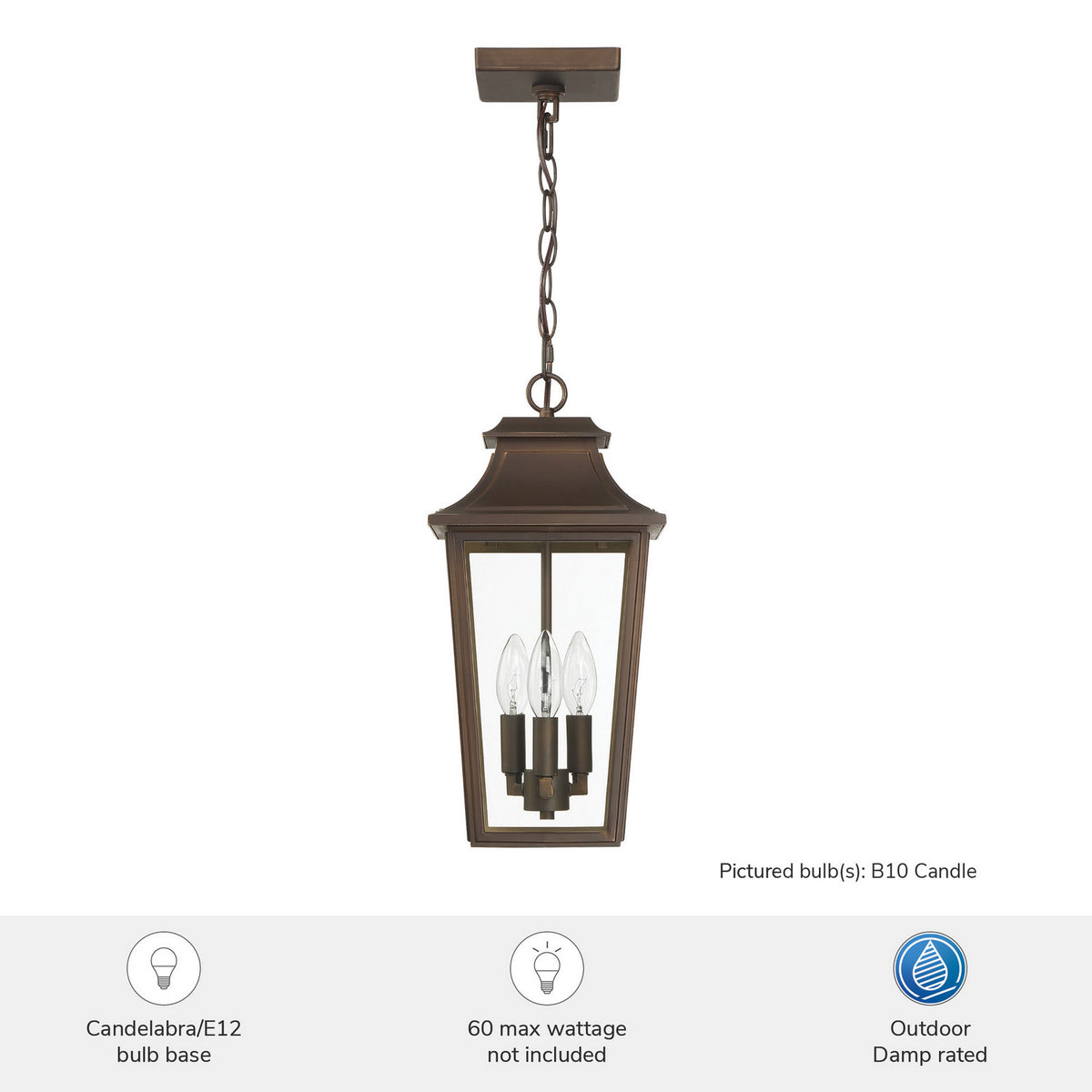 Hunter - 46084 - Three Light Outdoor Pendant - Spring Cove - Matte Black