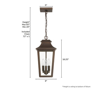 Hunter - 46084 - Three Light Outdoor Pendant - Spring Cove - Matte Black