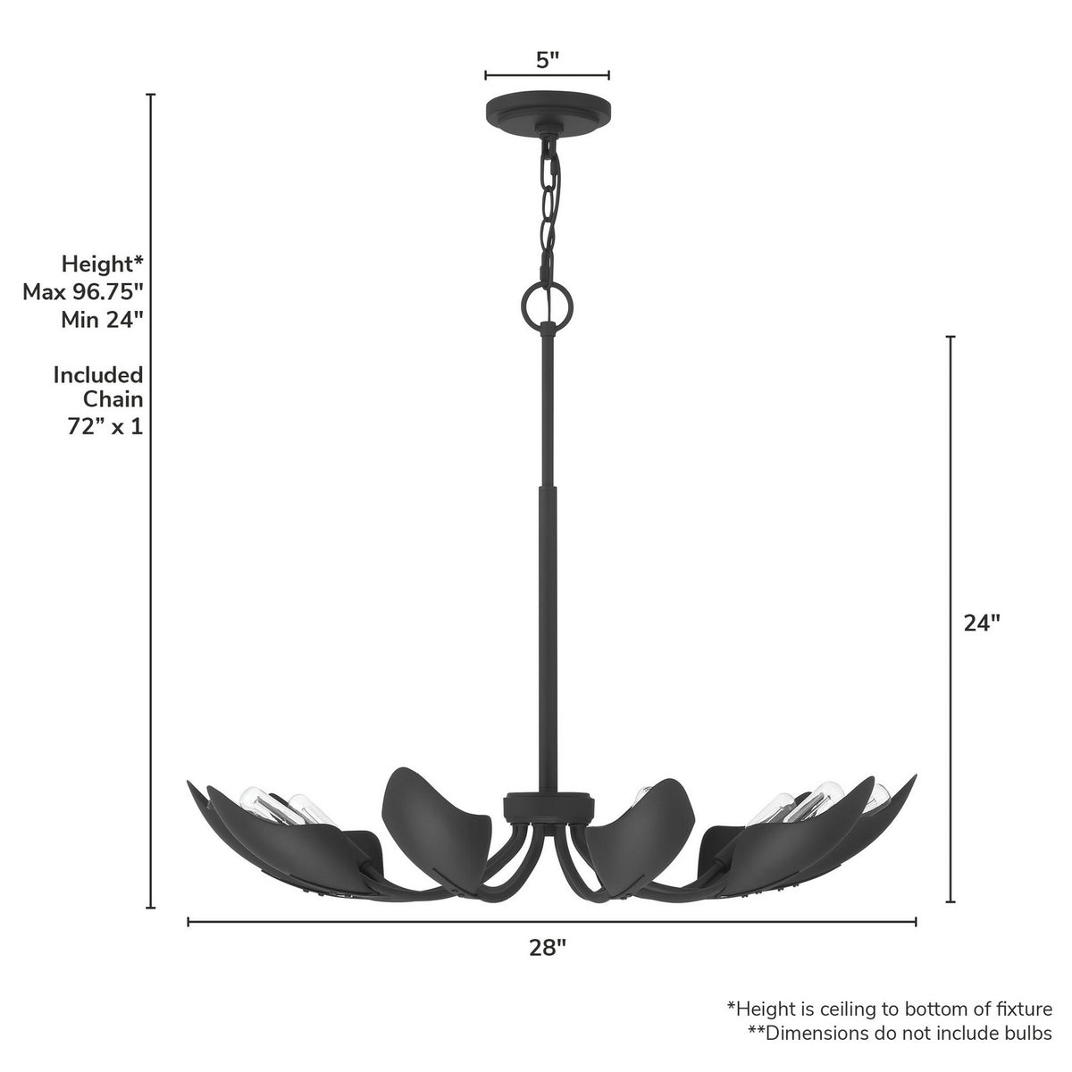 Hunter - 48222 - Ten Light Chandelier - Juneway - Matte Black
