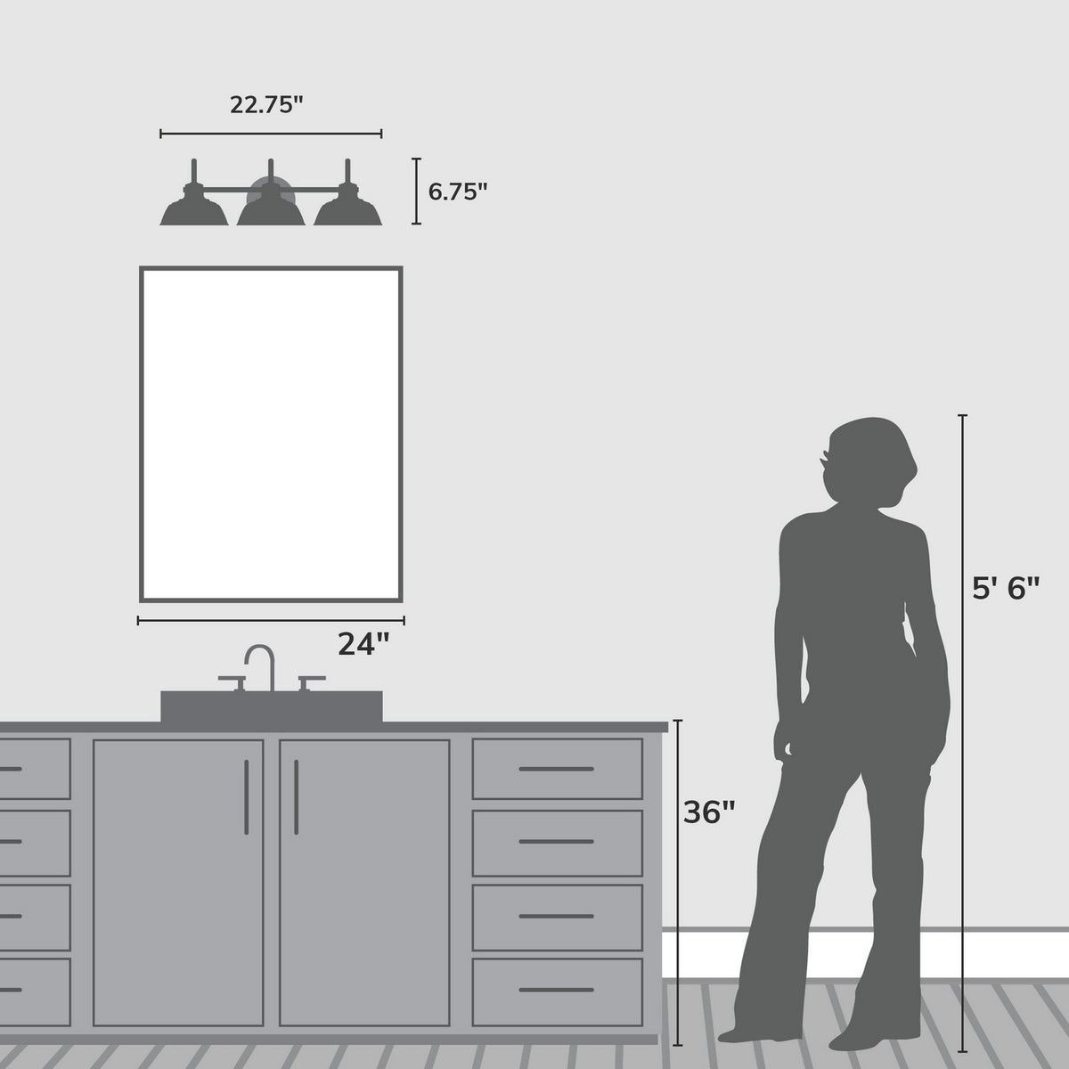 Hunter - 48230 - Three Light Vanity - Mill Valley - Matte Black