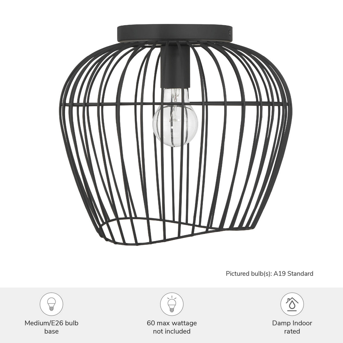 Hunter - 48239 - One Light Flush Mount - Redding - Matte Black
