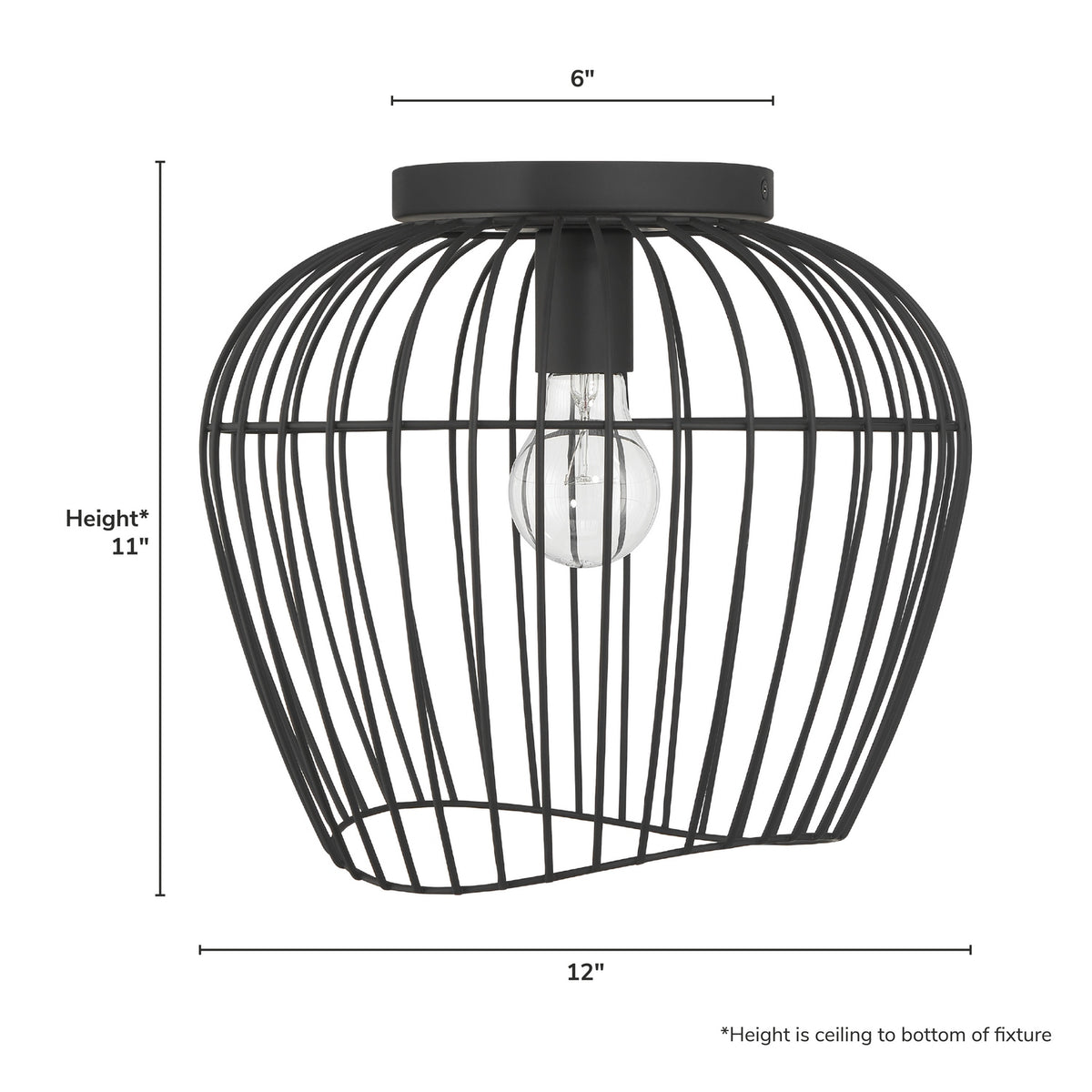 Hunter - 48239 - One Light Flush Mount - Redding - Matte Black