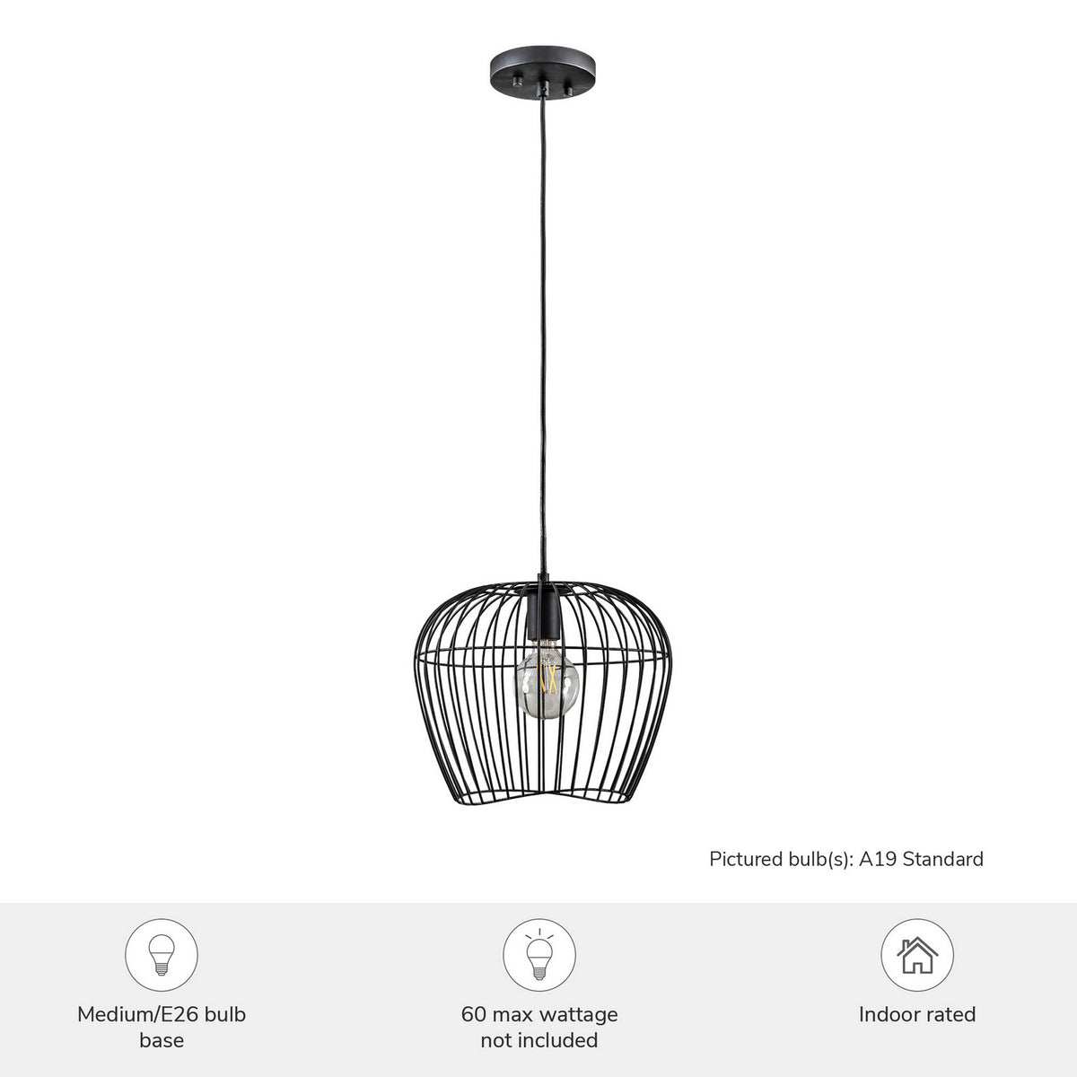 Hunter - 48240 - One Light Pendant - Redding - Matte Black