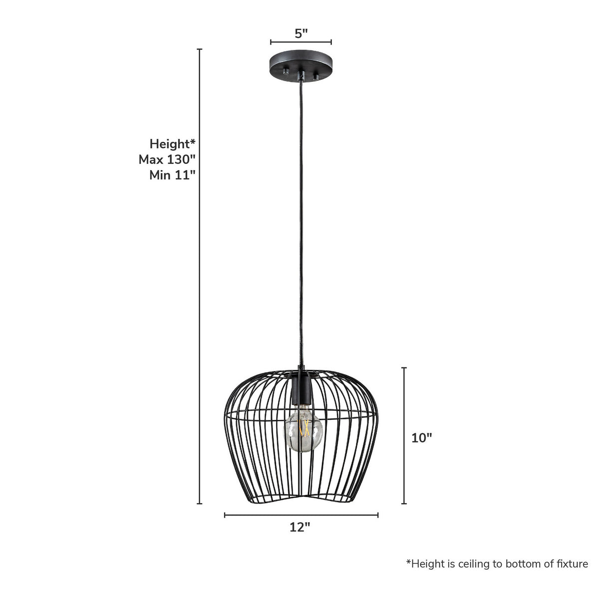Hunter - 48240 - One Light Pendant - Redding - Matte Black