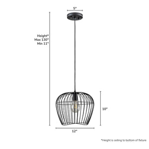 Hunter - 48240 - One Light Pendant - Redding - Matte Black