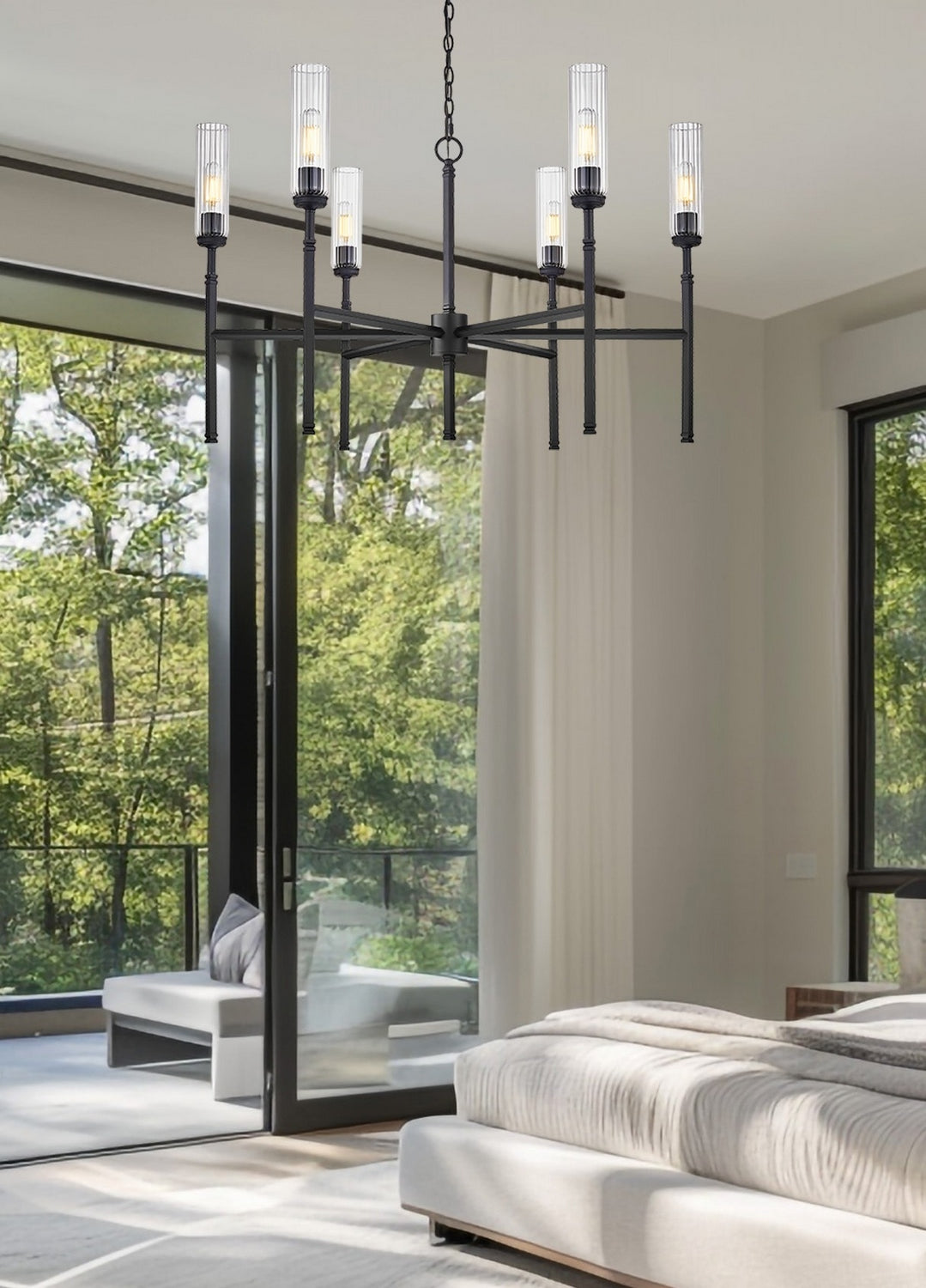 Z-Lite - 3047-6MB - Six Light Chandelier - Esme - Matte Black