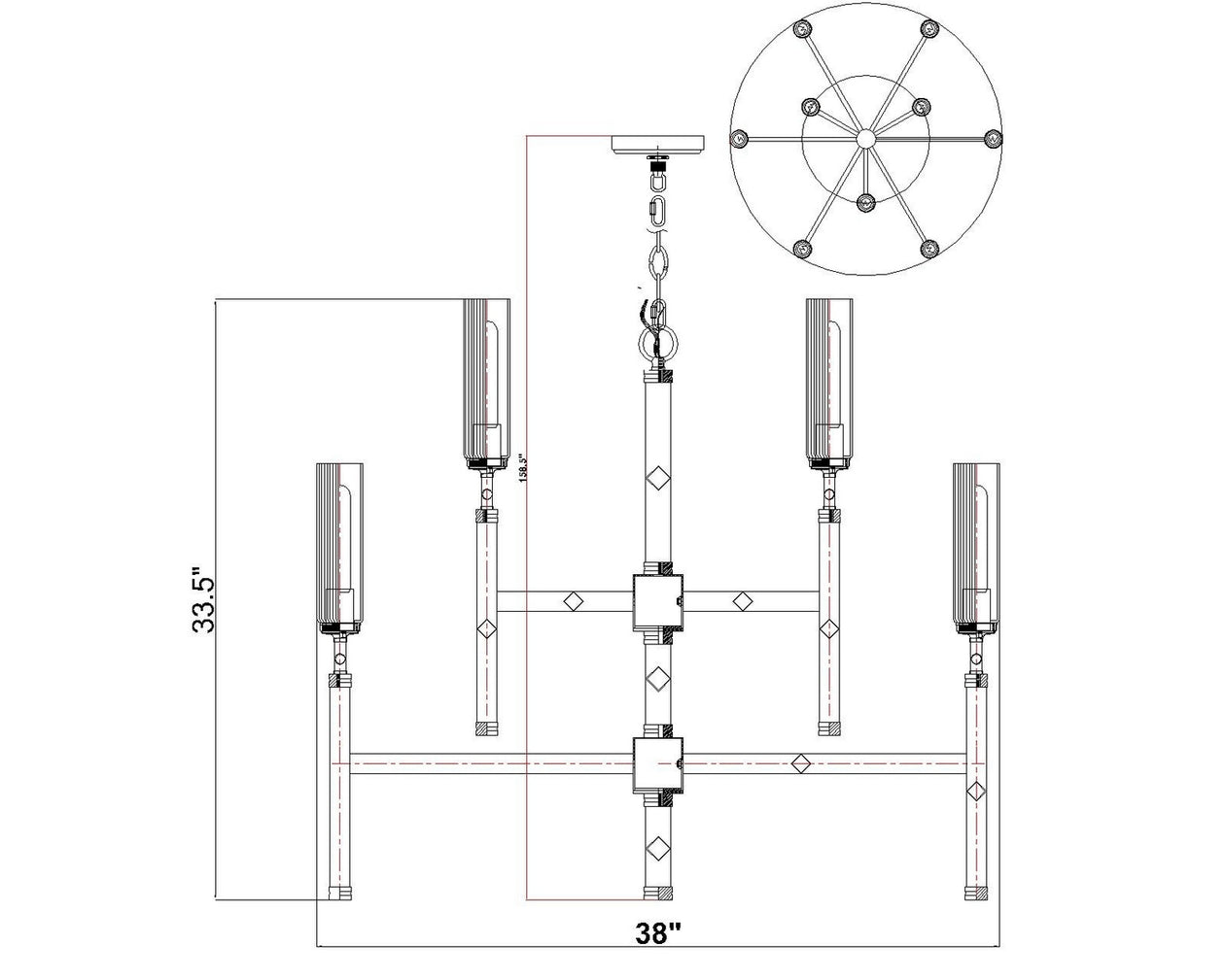 Z-Lite - 3047-9BN - Nine Light Chandelier - Esme - Brushed Nickel