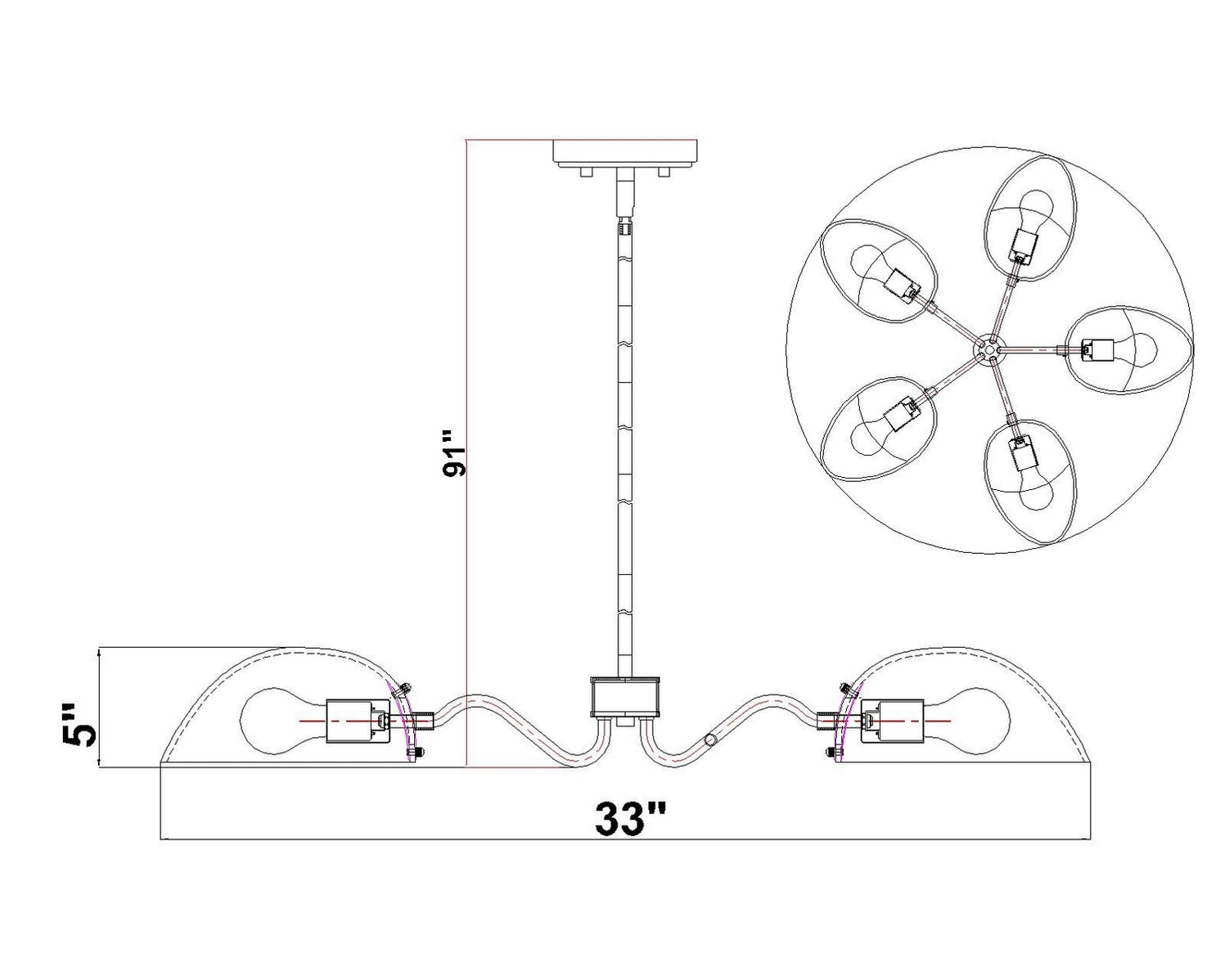 Z-Lite - 3048-5MB - Five Light Chandelier - Breton - Matte Black