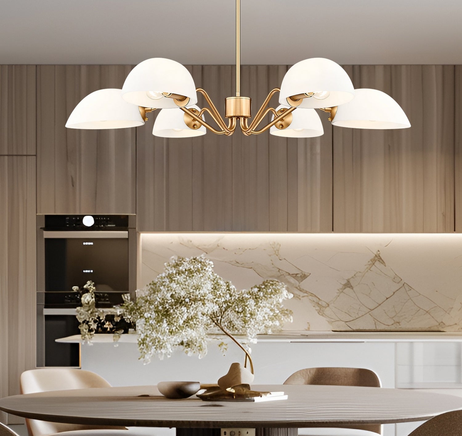 Z-Lite - 3048-6MGLD - Six Light Chandelier - Breton - Modern Gold