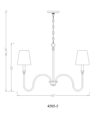 Z-Lite - 4505-5RB - Five Light Chandelier - Jisele - Rubbed Brass