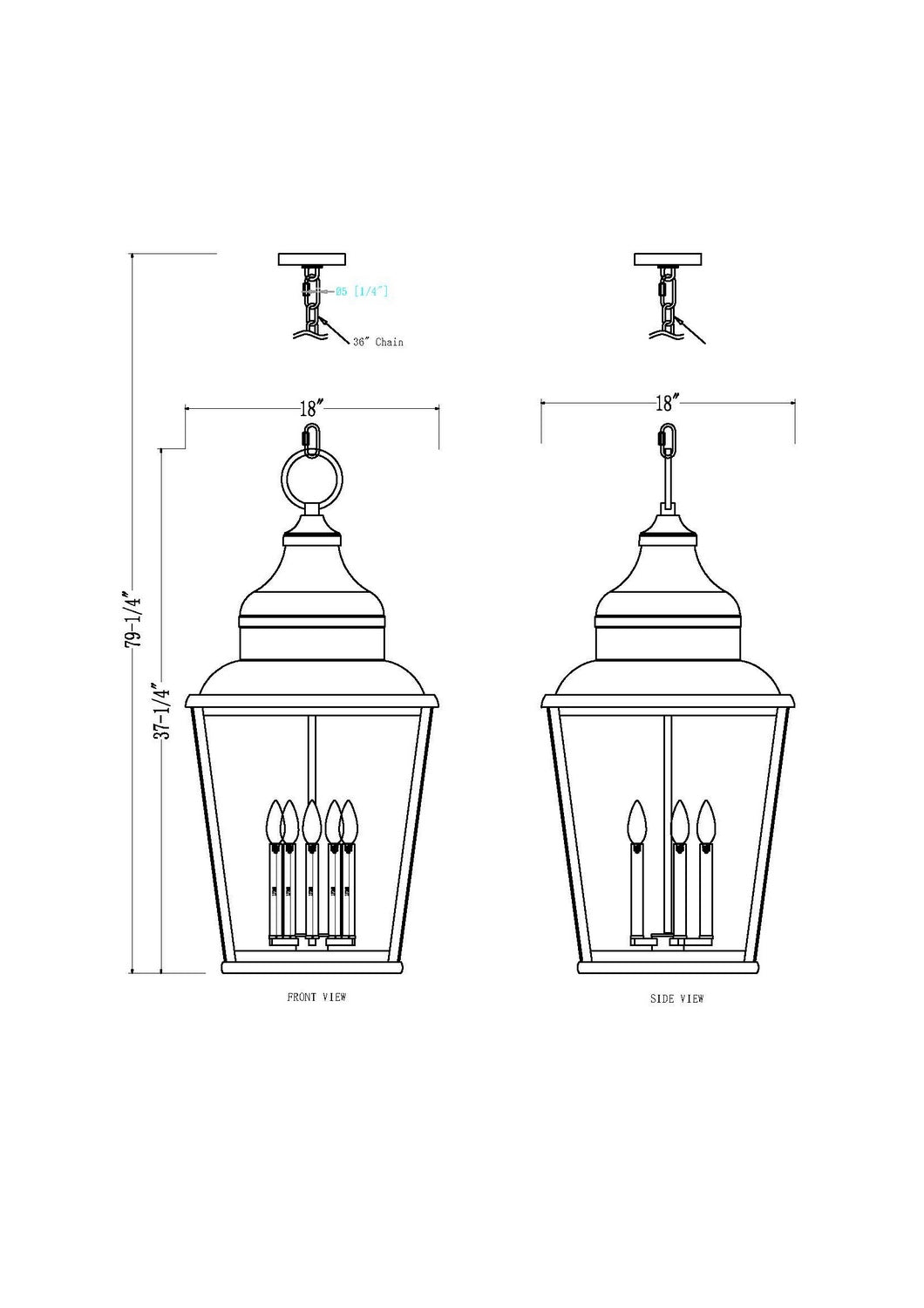 Z-Lite - 5029CHXXL-BK - Five Light Outdoor Chain Mount Ceiling Fixture - Raphael - Sand Black