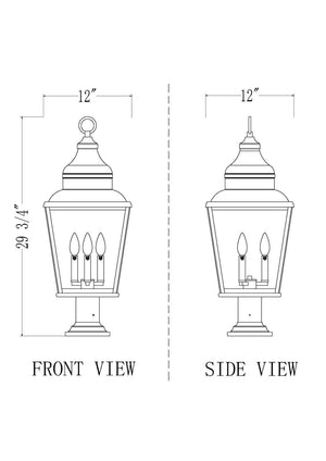 Z-Lite - 5029PHBR-533PM-BK - Three Light Outdoor Pier Mount - Raphael - Sand Black