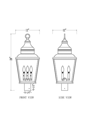 Z-Lite - 5029PHBR-BK - Three Light Outdoor Post Mount - Raphael - Sand Black