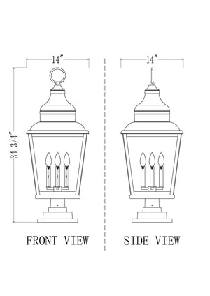 Z-Lite - 5029PHXLS-LSQPM-BK - Four Light Outdoor Pier Mount - Raphael - Sand Black