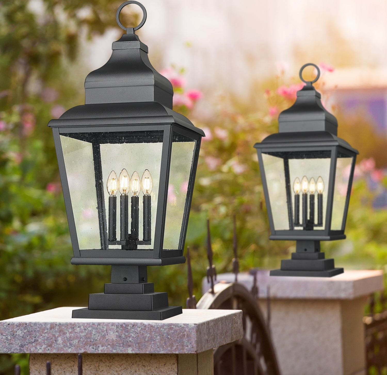 Z-Lite - 5029PHXLS-LSQPM-BK - Four Light Outdoor Pier Mount - Raphael - Sand Black