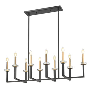 Z-Lite - 6100-10L-MB - Ten Light Linear Chandelier - Gaultier - Matte Black + Modern Gold