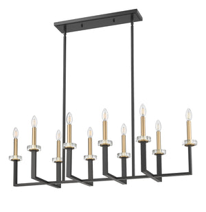 Z-Lite - 6100-10L-MB - Ten Light Linear Chandelier - Gaultier - Matte Black + Modern Gold