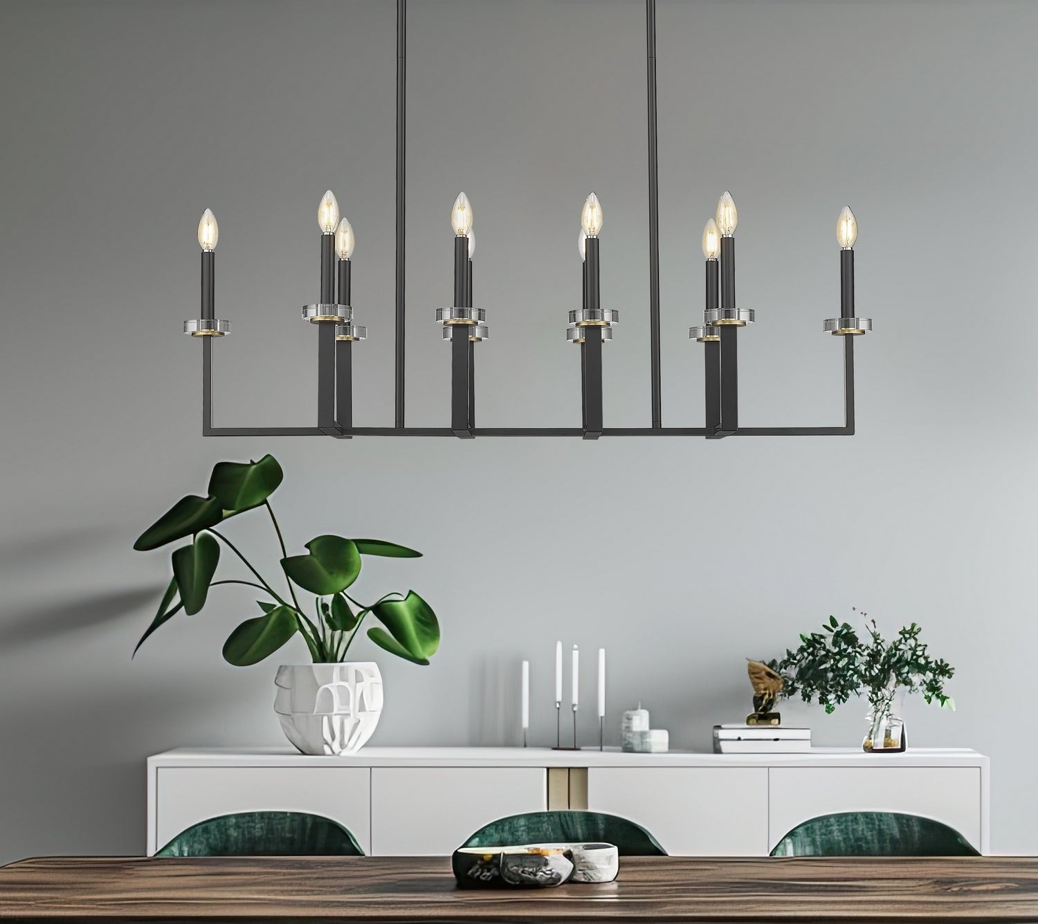 Z-Lite - 6100-10L-MB - Ten Light Linear Chandelier - Gaultier - Matte Black + Modern Gold