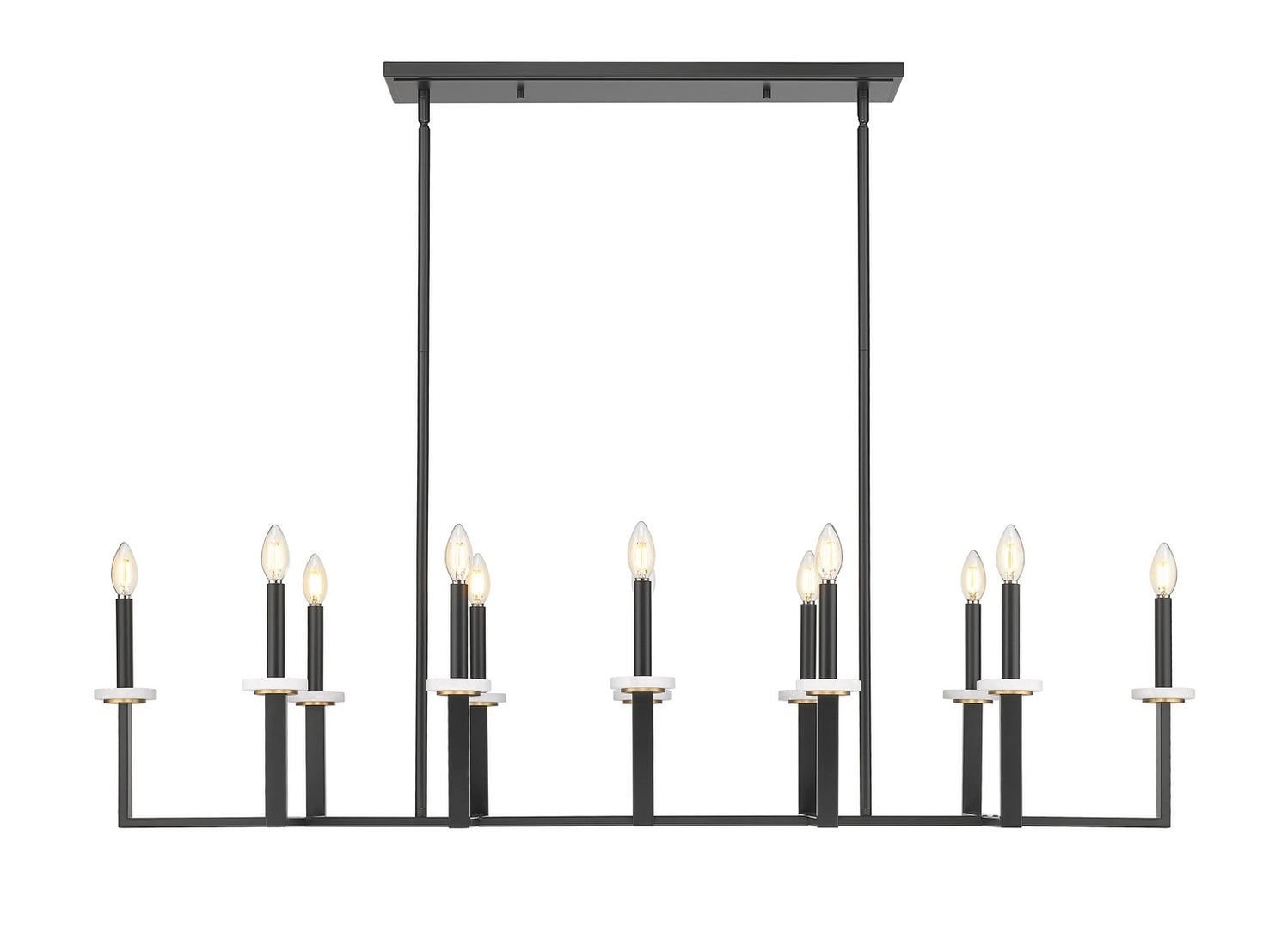 Z-Lite - 6100-12L-MB - 12 Light Linear Chandelier - Gaultier - Matte Black + Modern Gold