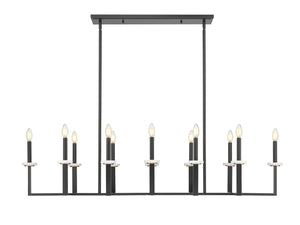 Z-Lite - 6100-12L-MB - 12 Light Linear Chandelier - Gaultier - Matte Black + Modern Gold