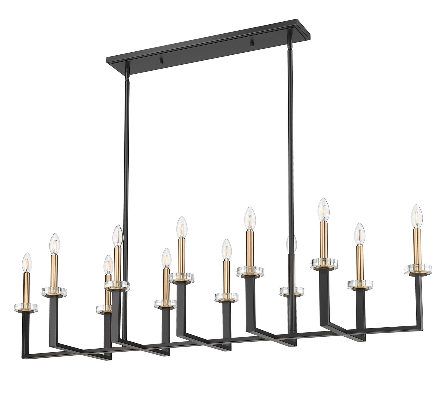 Z-Lite - 6100-12L-MB - 12 Light Linear Chandelier - Gaultier - Matte Black + Modern Gold